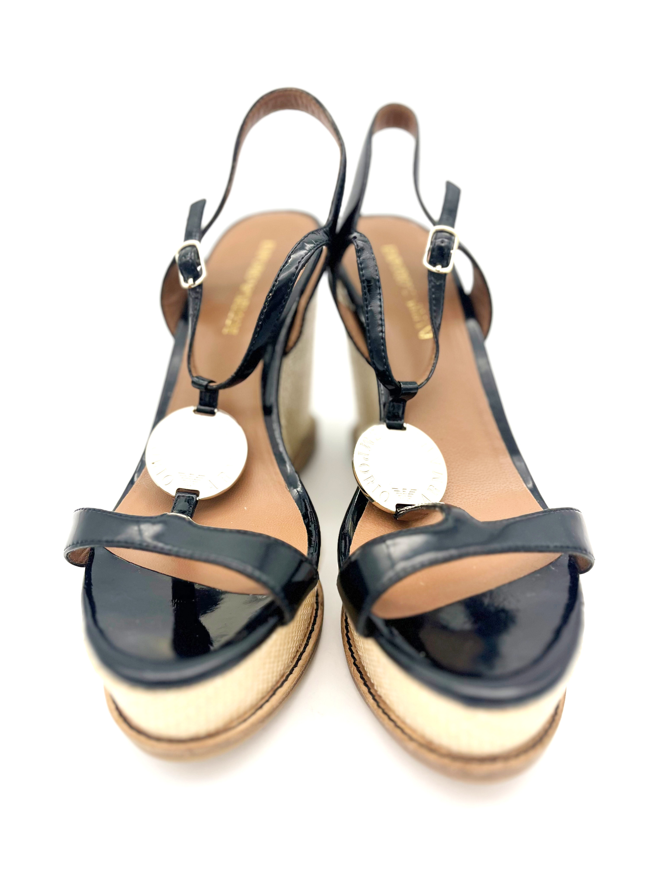 Emporio Armani Woven Wedge Sandals