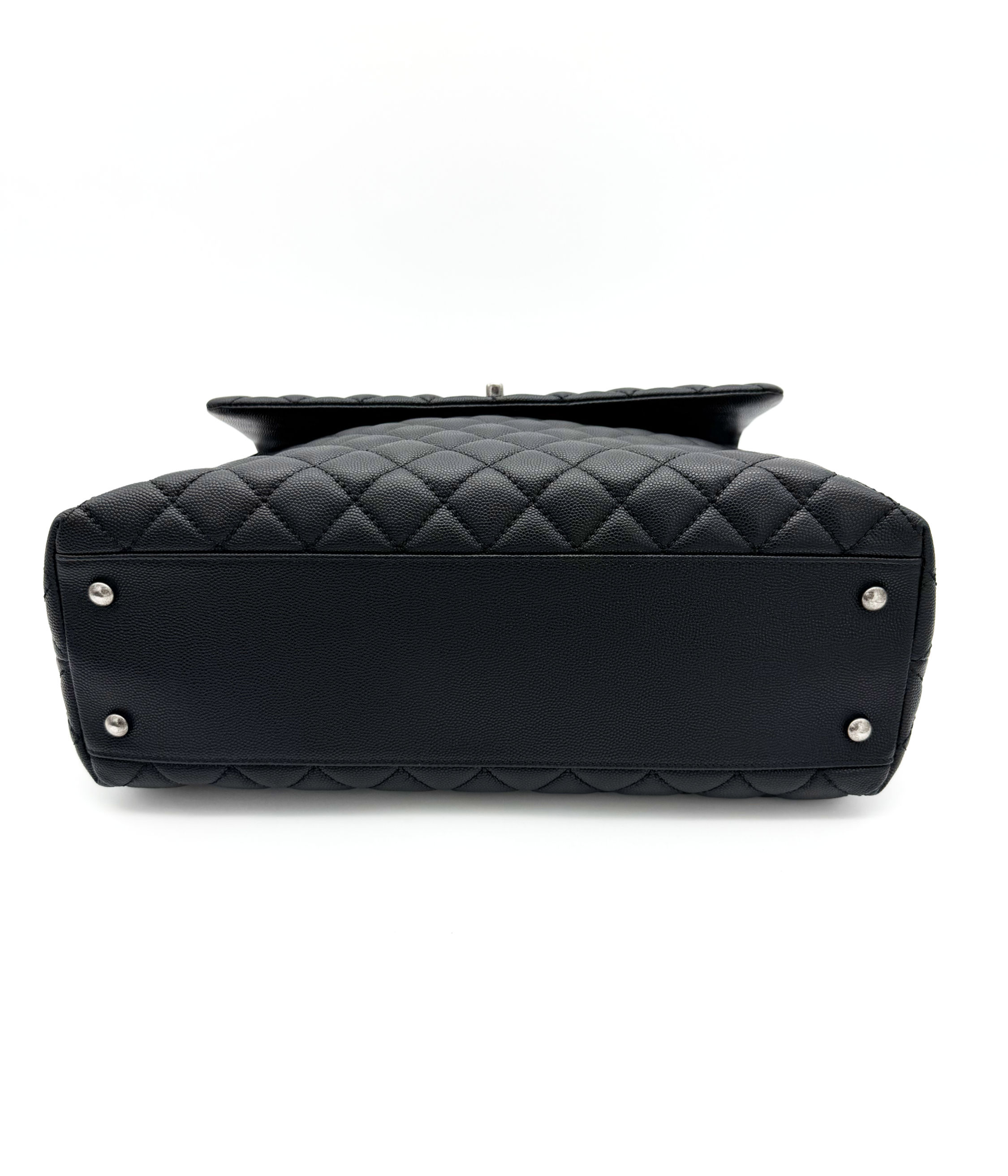 Chanel Top Handle Bag Black Leather | Chain Shoulder Bag Authentic