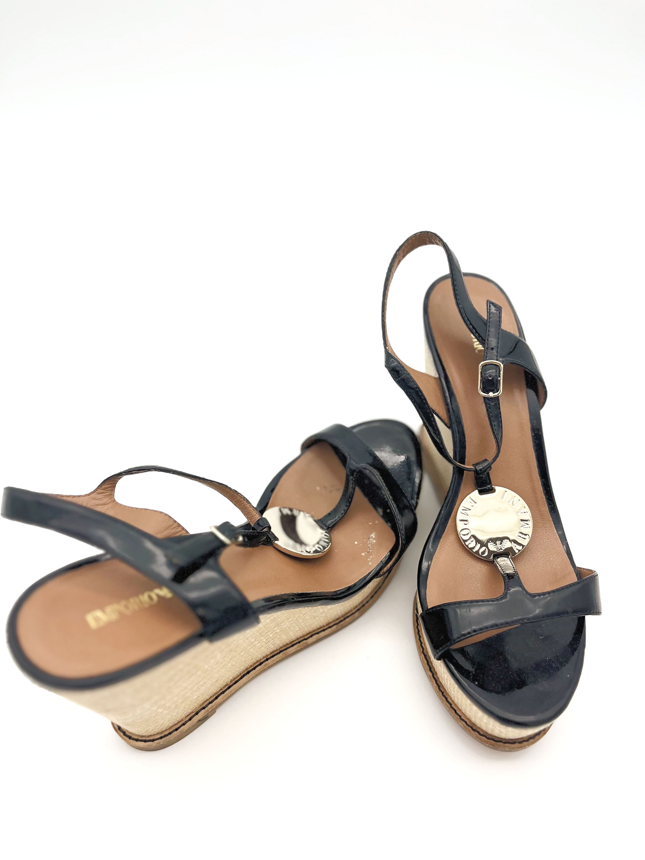 Emporio Armani Woven Wedge Sandals