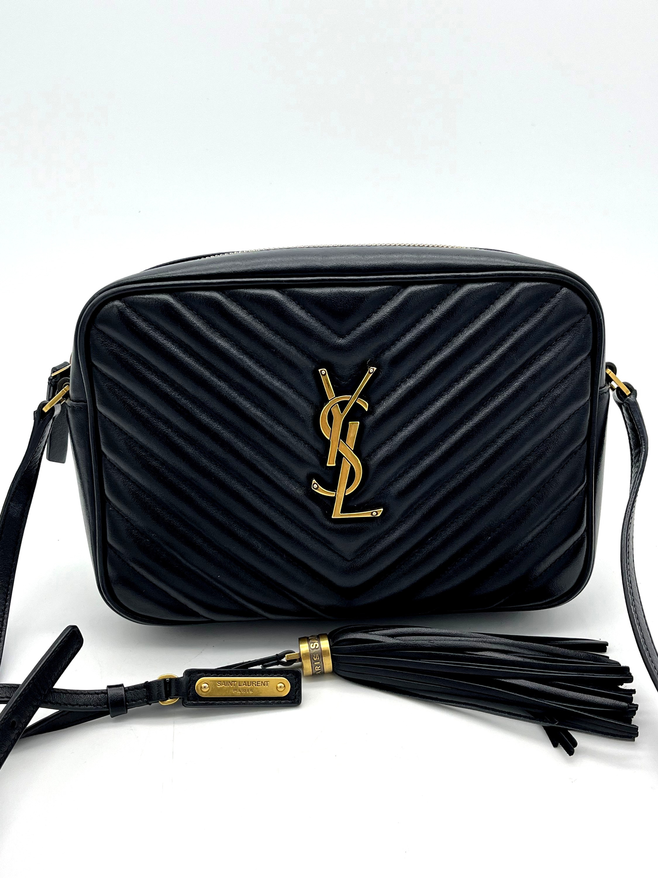 Black YSL Saint Laurent Lou Zip-Up Quilted Crossbody Bag, Medium — pre-loved Saint Laurent at The Handbag Room Australia