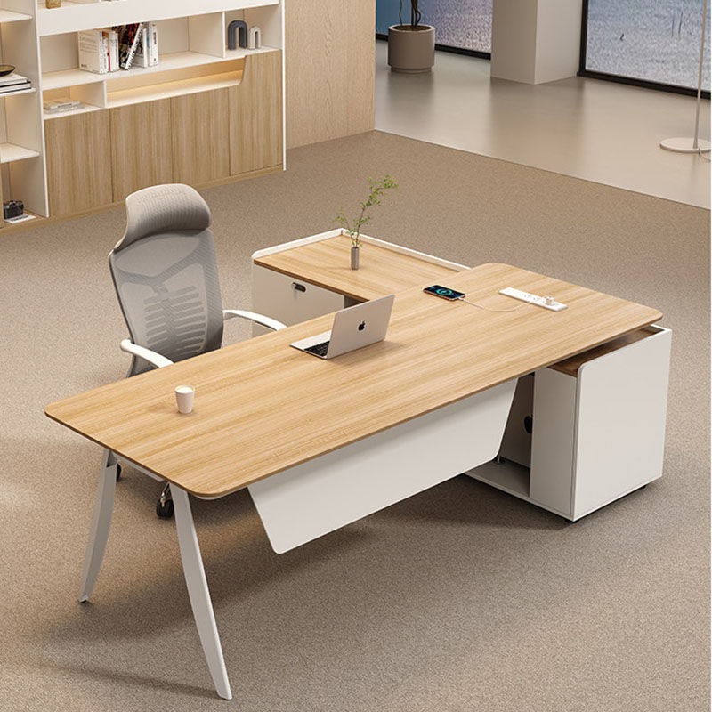 Bureau d'angle en bois massif – Espace de travail moderne