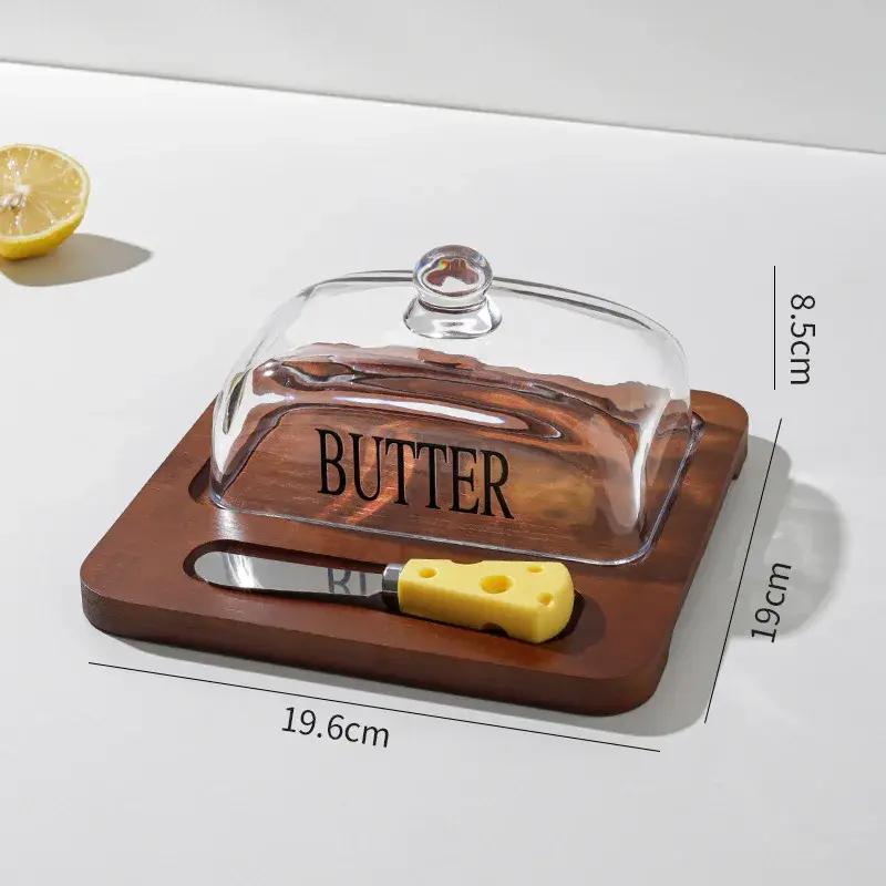Thumbnail: Beurrier en bois avec cloche en verre – Boîte à fromage