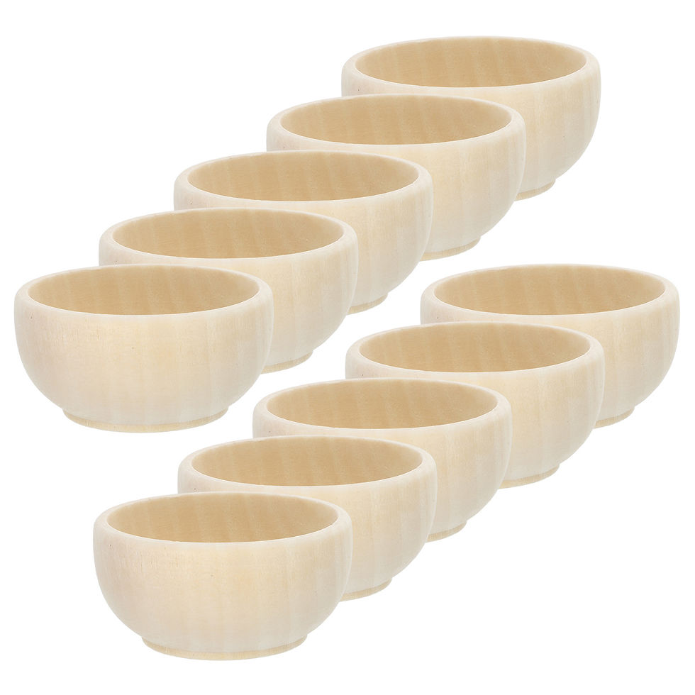 Miniature : Lot de 10 mini-bols en bois brut – Loisirs créatifs