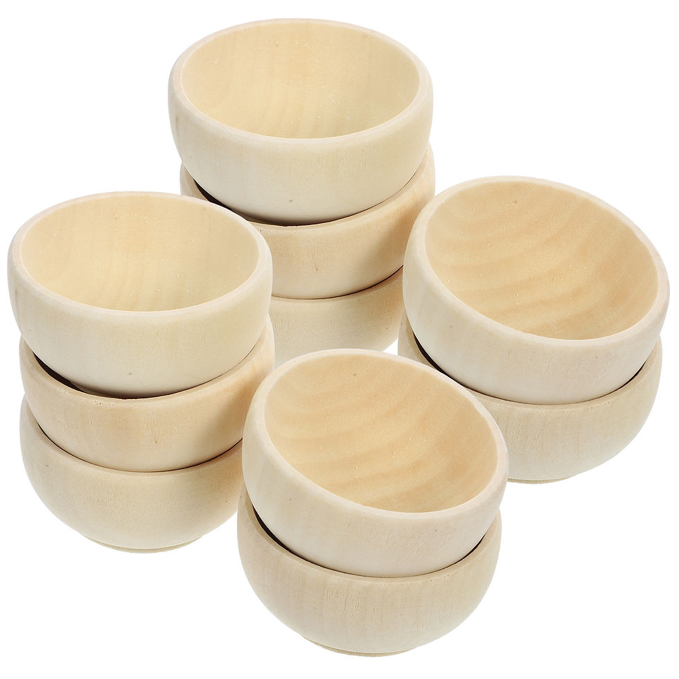 Miniature : Lot de 10 mini-bols en bois brut – Loisirs créatifs