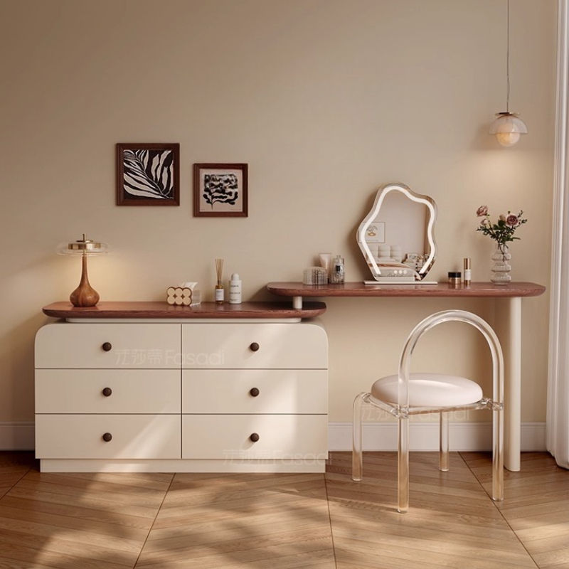 Thumbnail: Coiffeuse vintage en bois – Meuble multifonction
