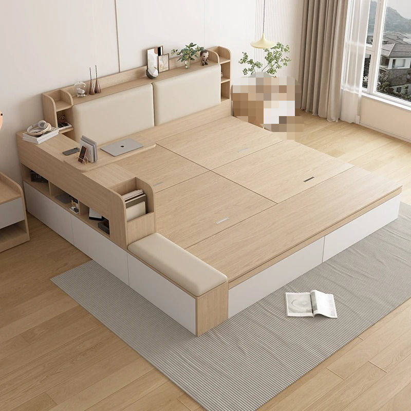 Thumbnail: Lit double en bois – style minimaliste japonais avec rangements