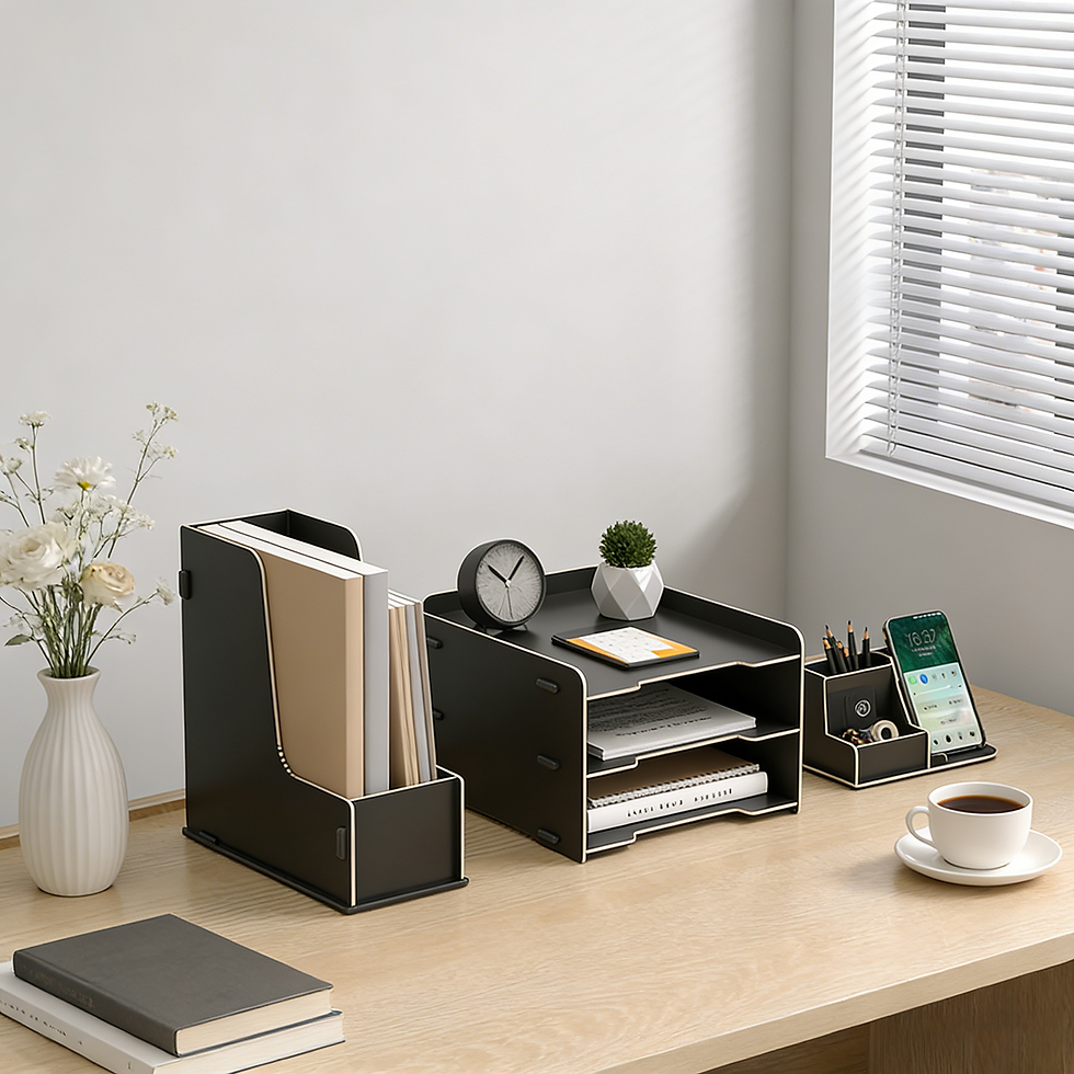 Miniature : Organiseur de bureau en bois – Lot de 3