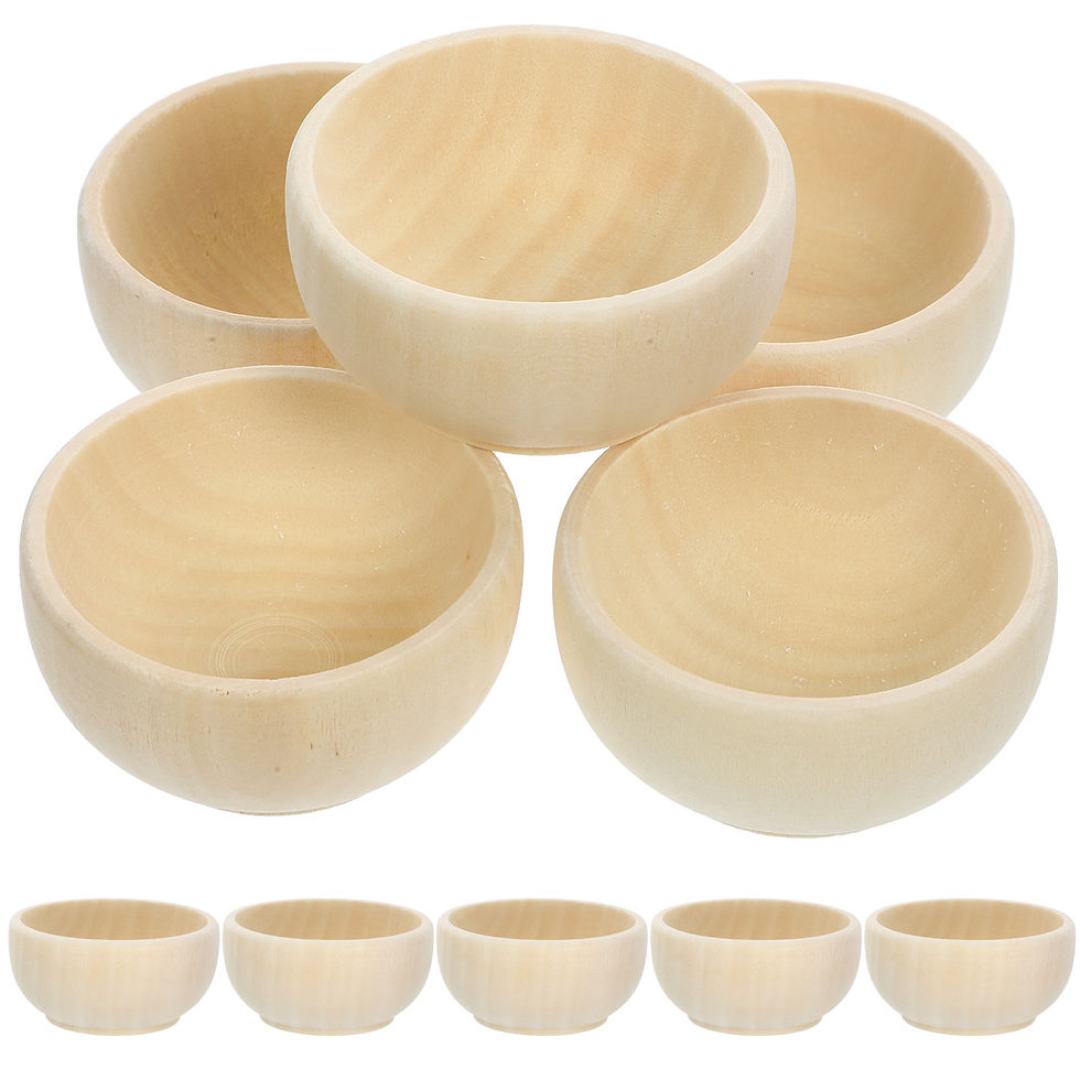 Miniature : Lot de 10 mini-bols en bois brut – Loisirs créatifs