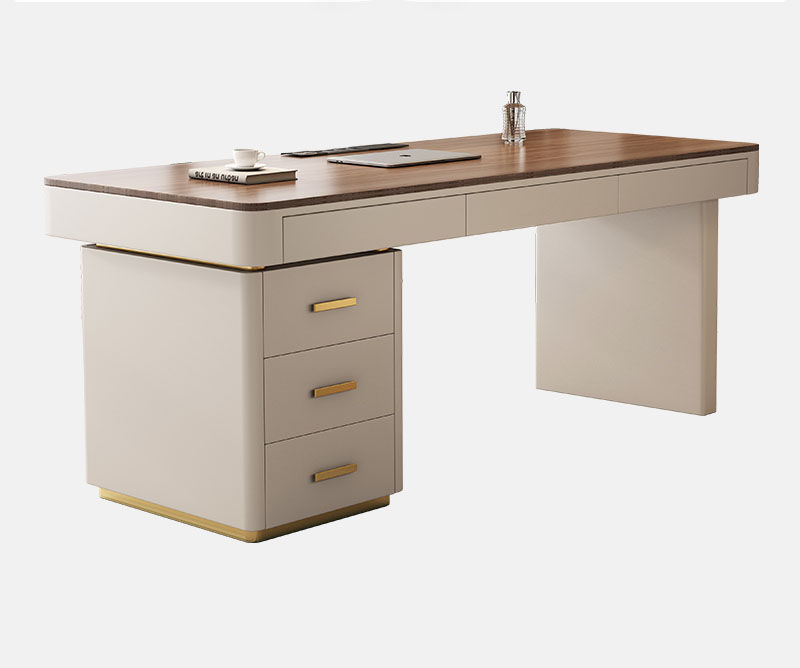 Thumbnail: Bureau informatique en bois ton noyer – haut de gamme