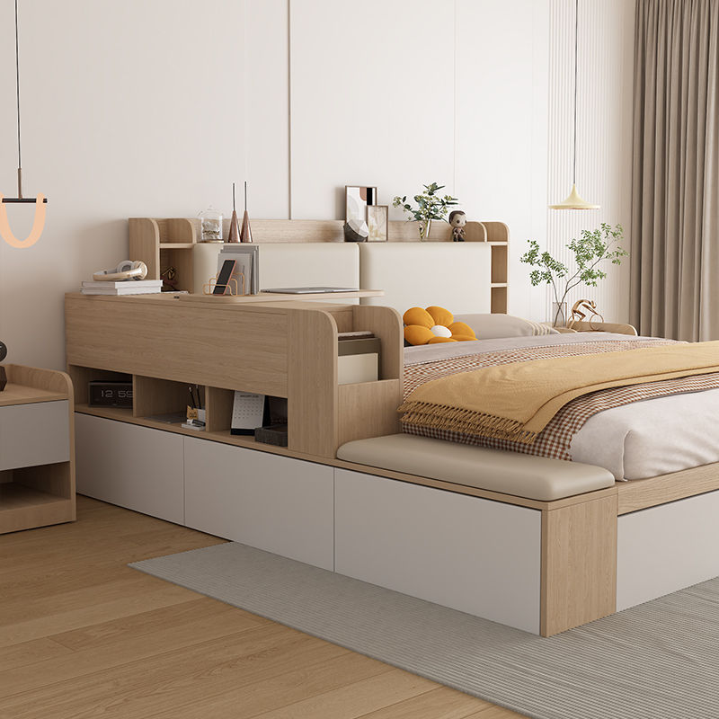 Thumbnail: Lit double en bois – style minimaliste japonais avec rangements