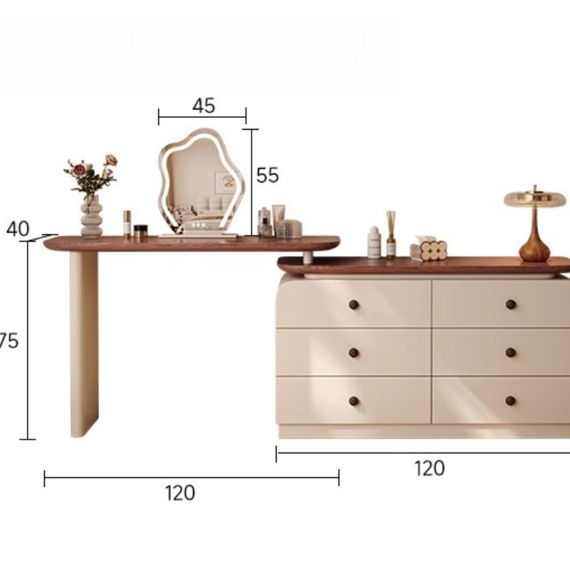 Thumbnail: Coiffeuse vintage en bois – Meuble multifonction