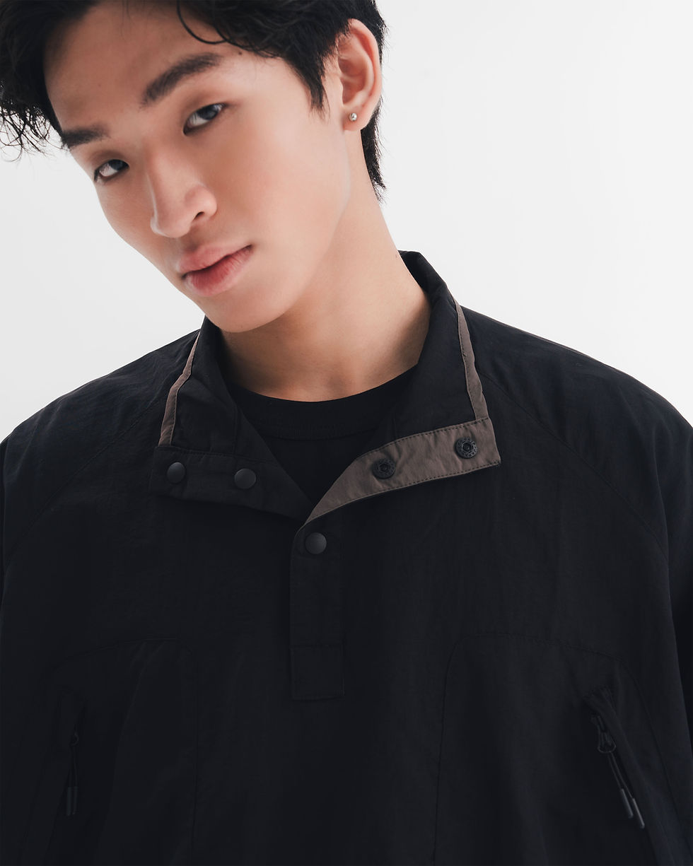 縮圖：Half Snap Pullover Shirt (Noir)