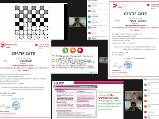 За підсумками участі у вебінарі "Grammar Mastery & Exam Excellence: Navigating Use of English for 10-11 Graders"