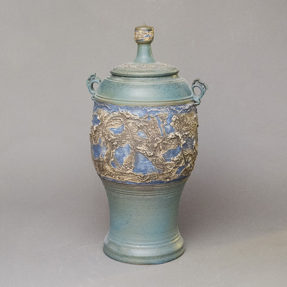 Thumbnail: Sculptural Lidded Jar | Slate Blue