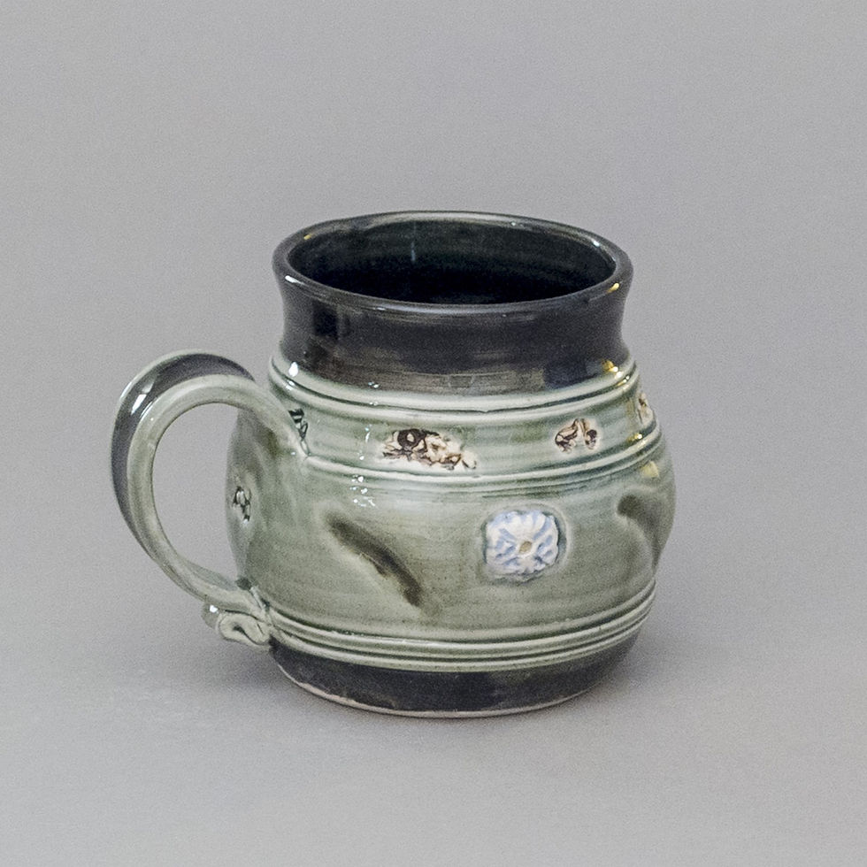 Thumbnail: Cup and Saucer | Celadon and Black