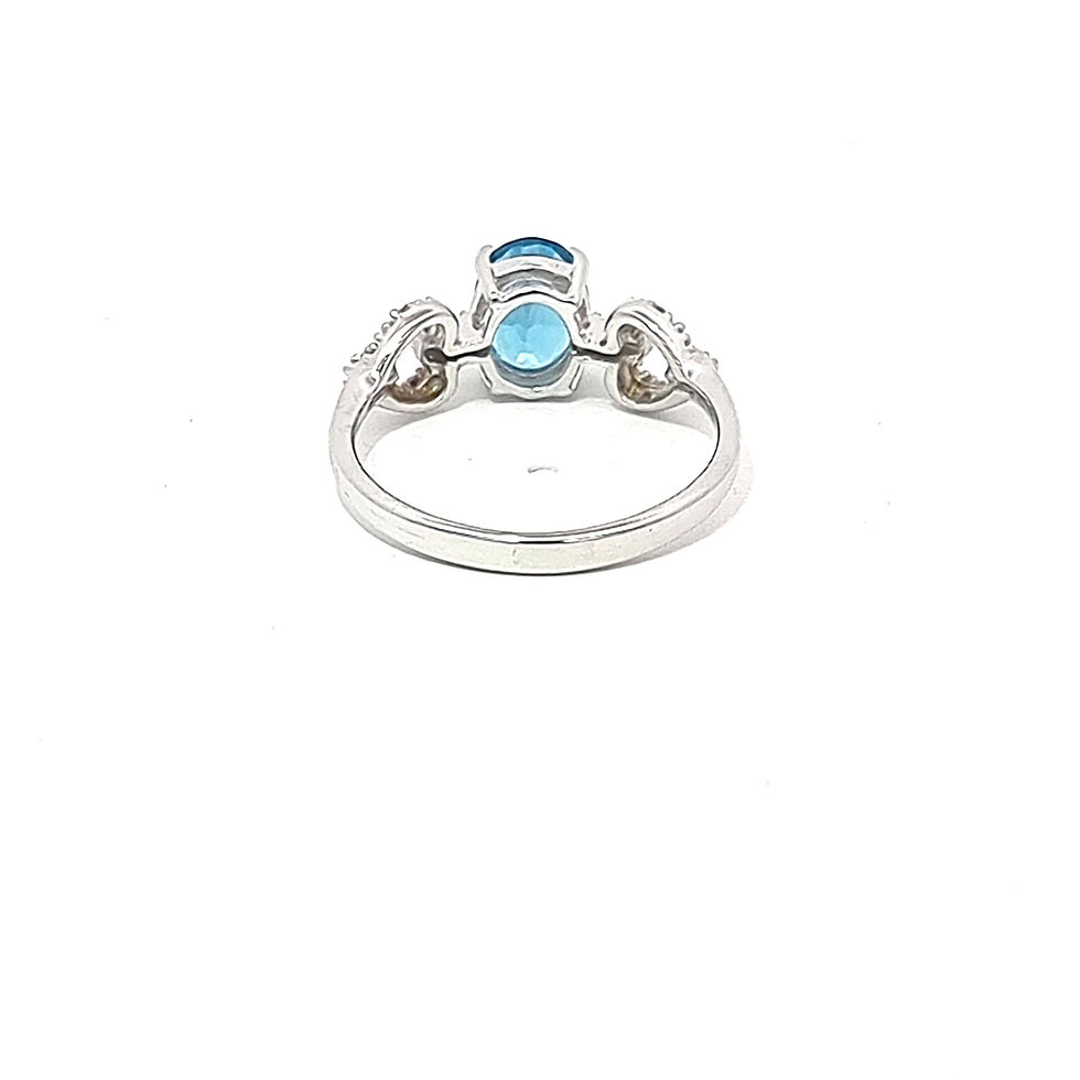 Thumbnail: 9ct White Gold Blue Topaz & Diamond Ring