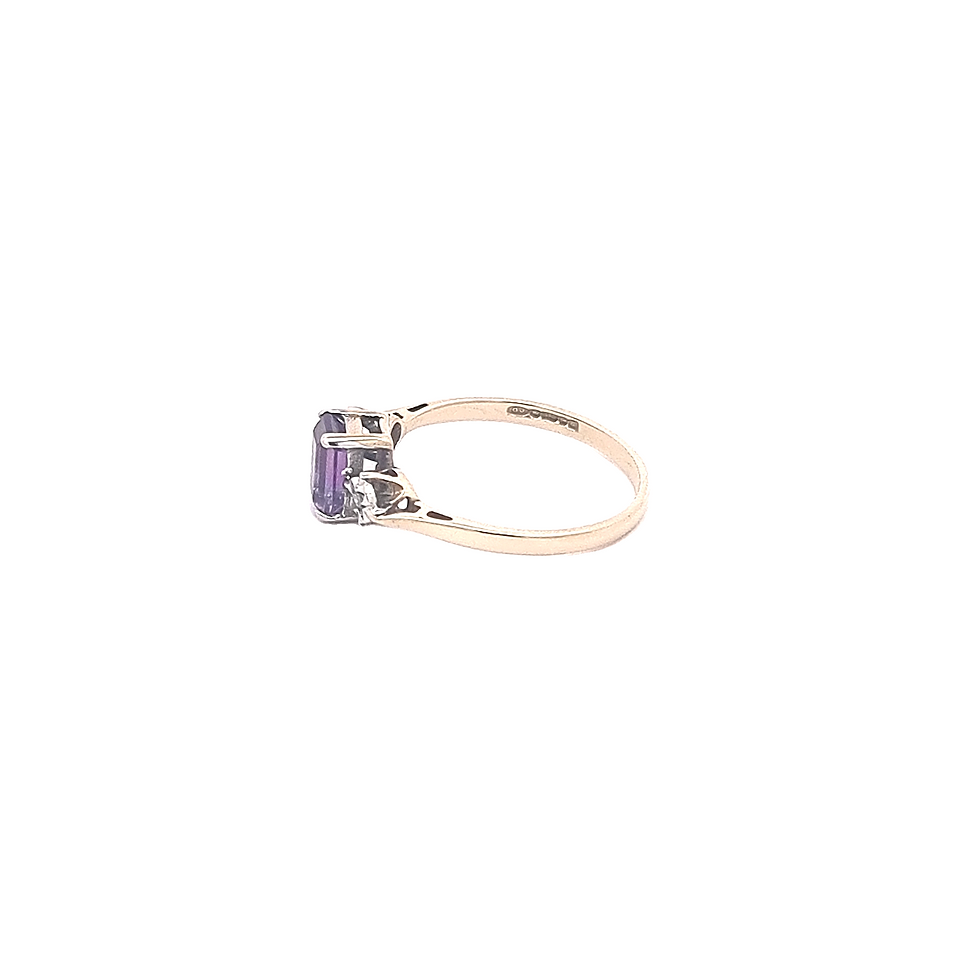 Thumbnail: 9ct Yellow Gold Amethyst & Diamond Ring