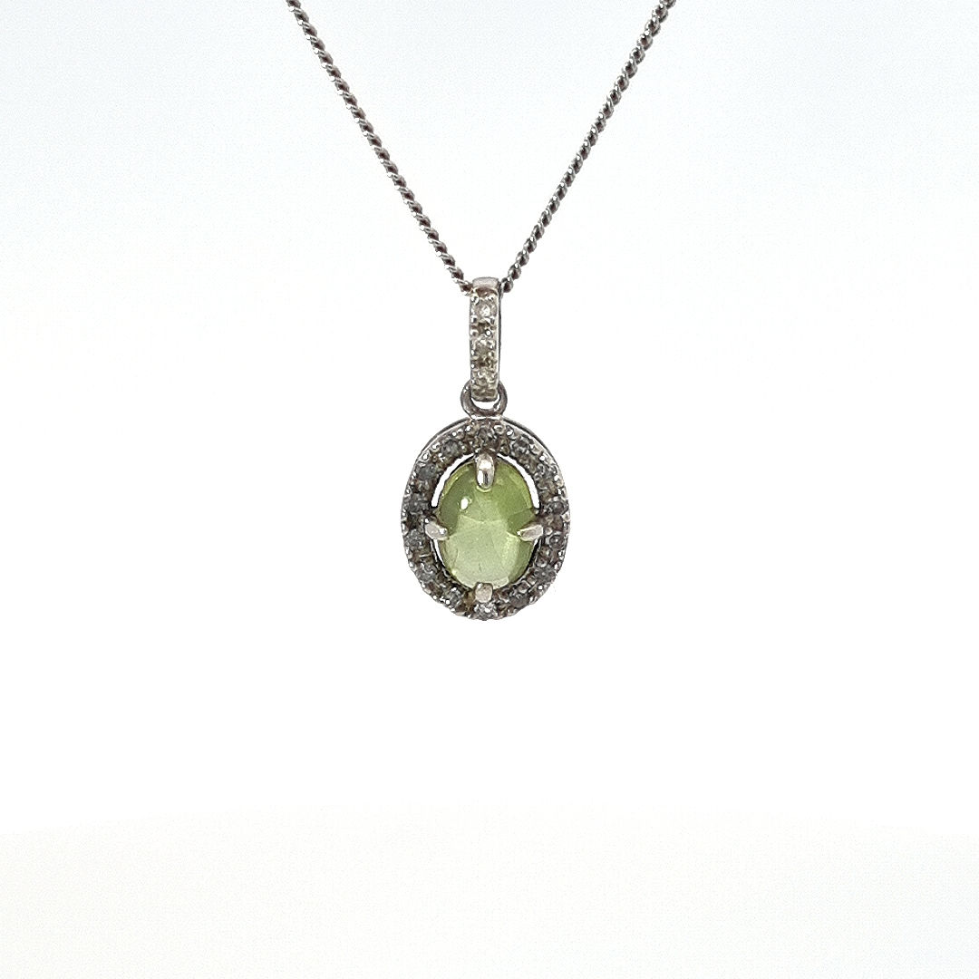 9ct White Gold Opal Necklace