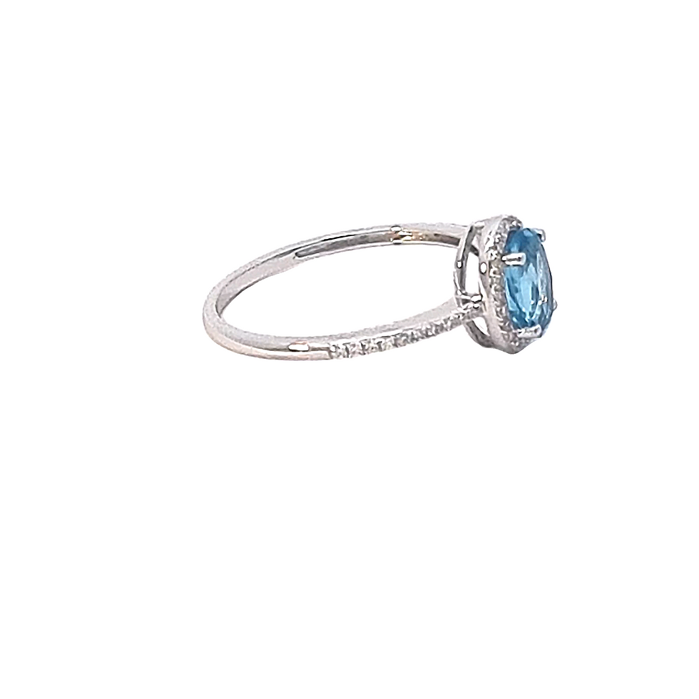 Thumbnail: 9ct White Gold Blue Topaz & Diamond Ring