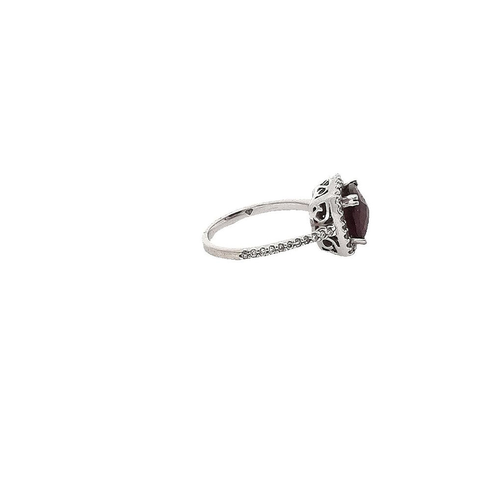 Thumbnail: 14ct White Gold Garnet & Diamond Ring