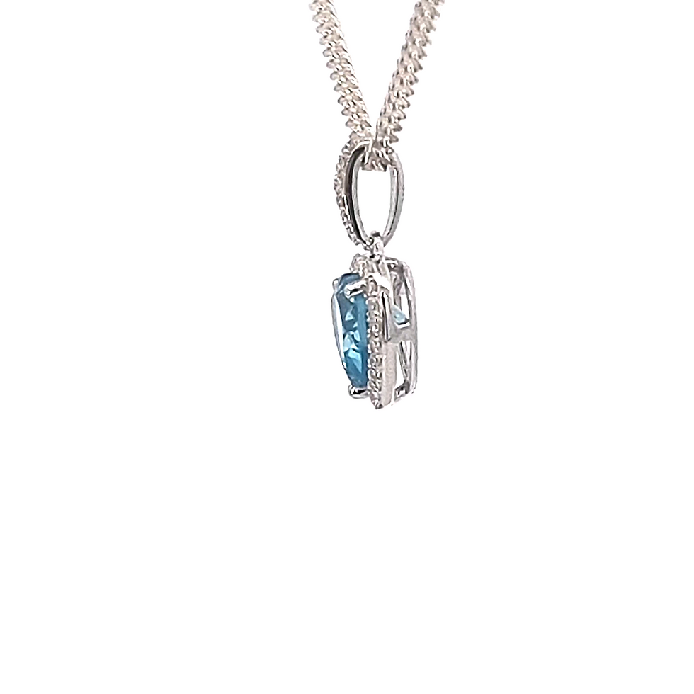 Thumbnail: 9ct White Gold Blue Topaz & Diamond Pendant