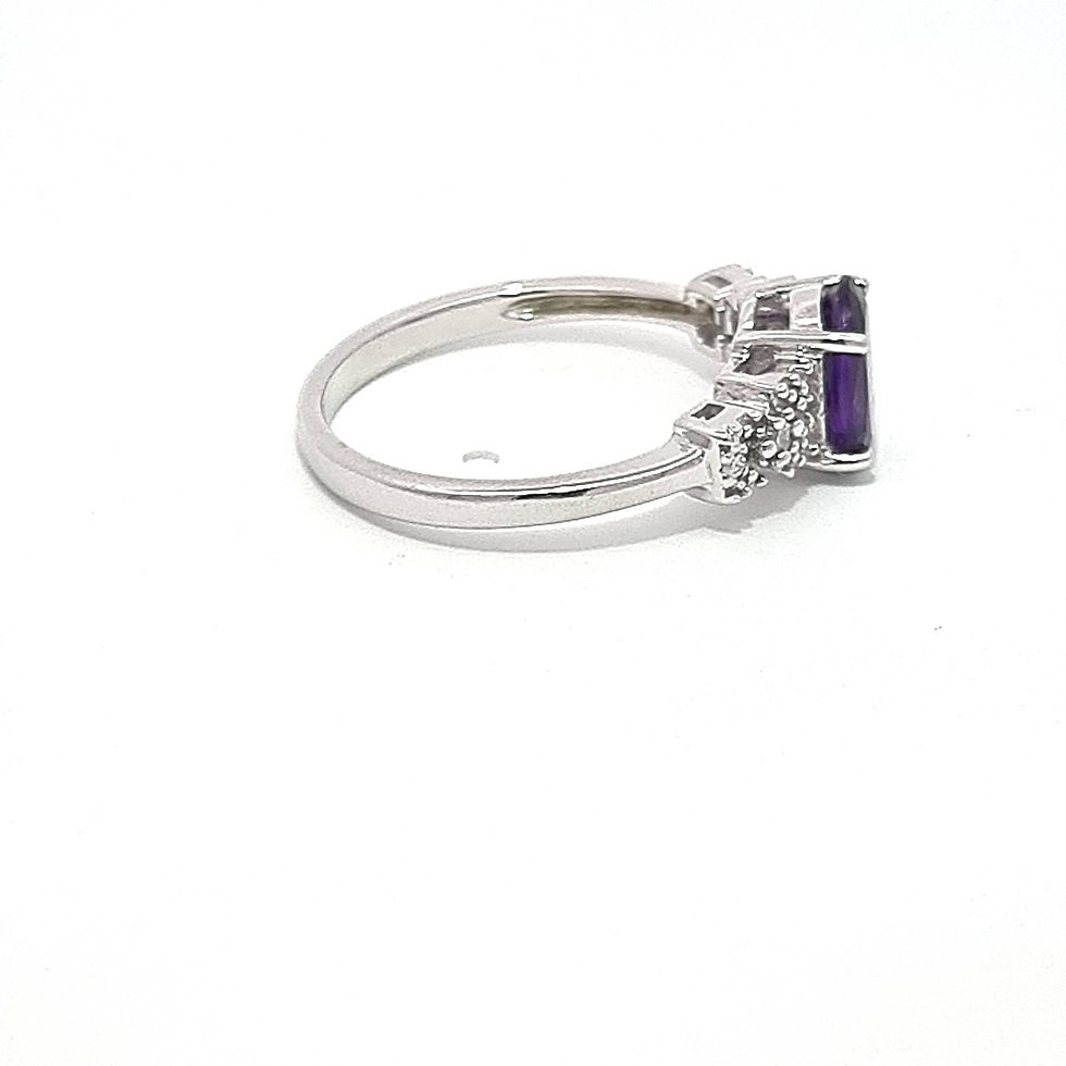 Thumbnail: 9ct White Gold Amethyst & Diamond Ring