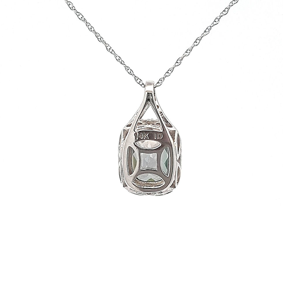 Thumbnail: 14ct White Gold Mystic Topaz & Diamond Pendant