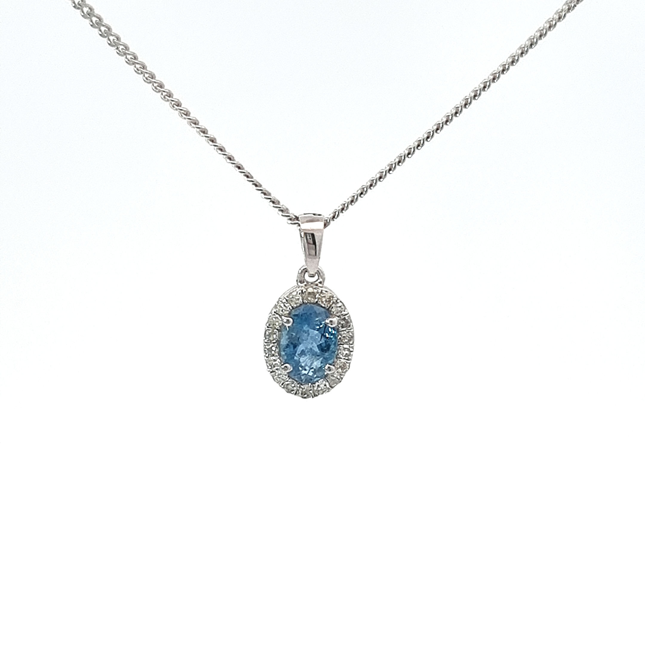 9ct Dia &  Blue Topaz Pendant