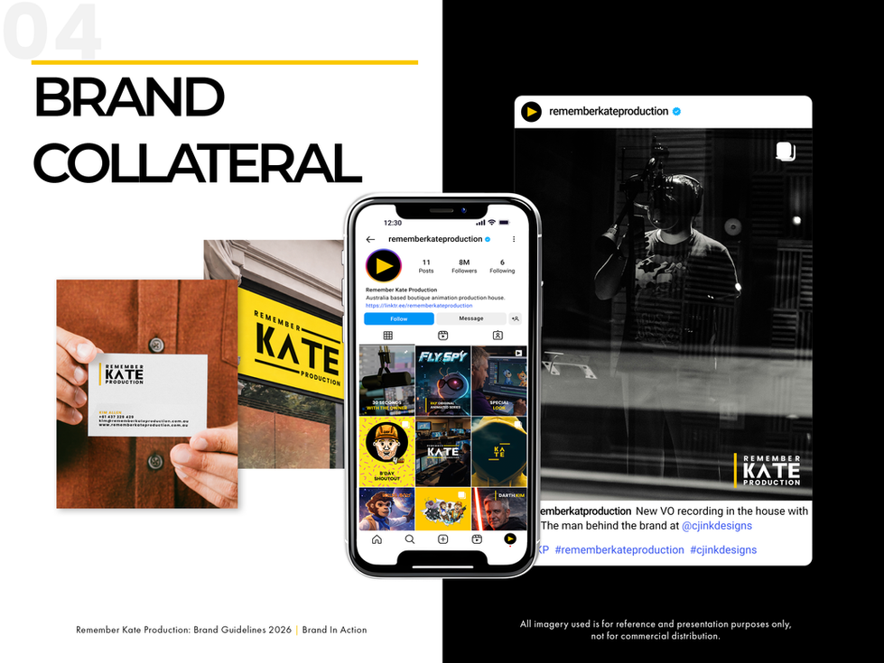 Remember Kate Production brand collateral and social media.