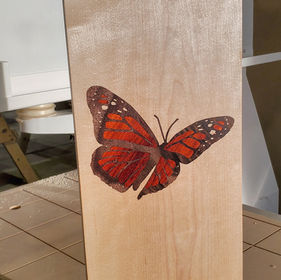 Monarch Butterfly art maple paduak walnut