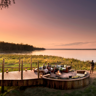 Outdoor Romantic Drinks around the fire pit on the Zambezi River