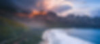 Kogel Bay beautiful sunset in Winter, Mountains light up by golden rays