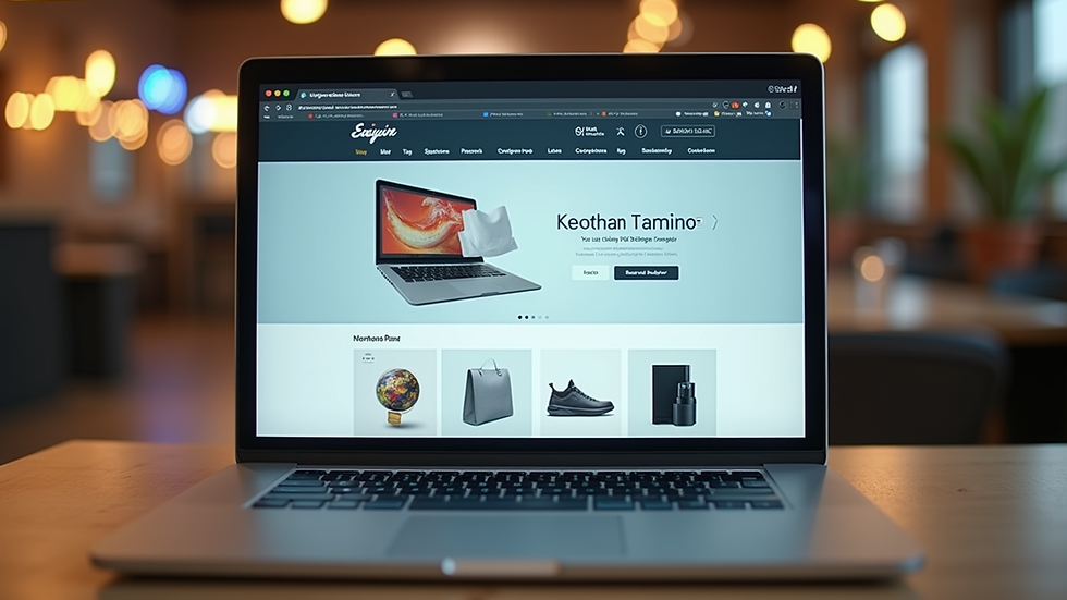 Eye-level view of a laptop displaying an online shopping website