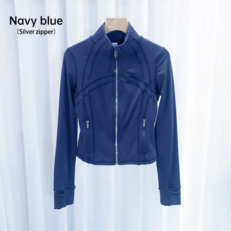 Miniatura: Women's Yoga Short Sports Jacket With Gold Zipper - Slim Fit Gym Workout Jacket