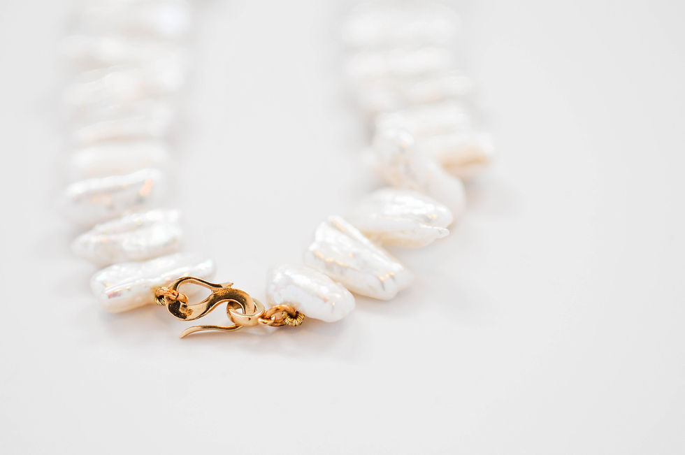 Thumbnail: 21" "Biwa-Like" White Freshwater Pearl Necklace