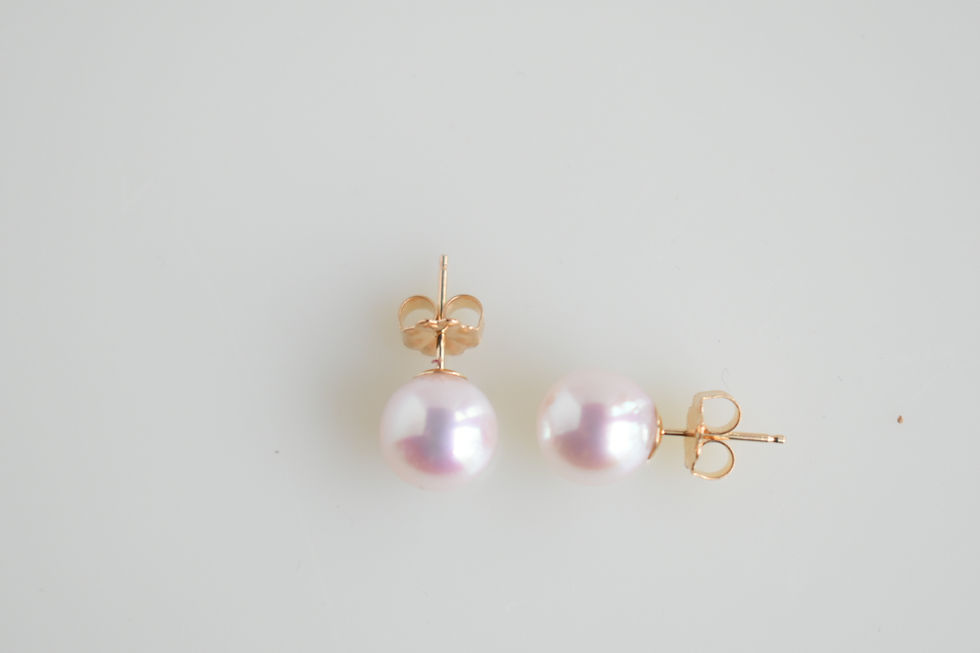 Miniatura: 14KY Gold  AAA 8-8.5 mm White Akoya Pink Overtone
