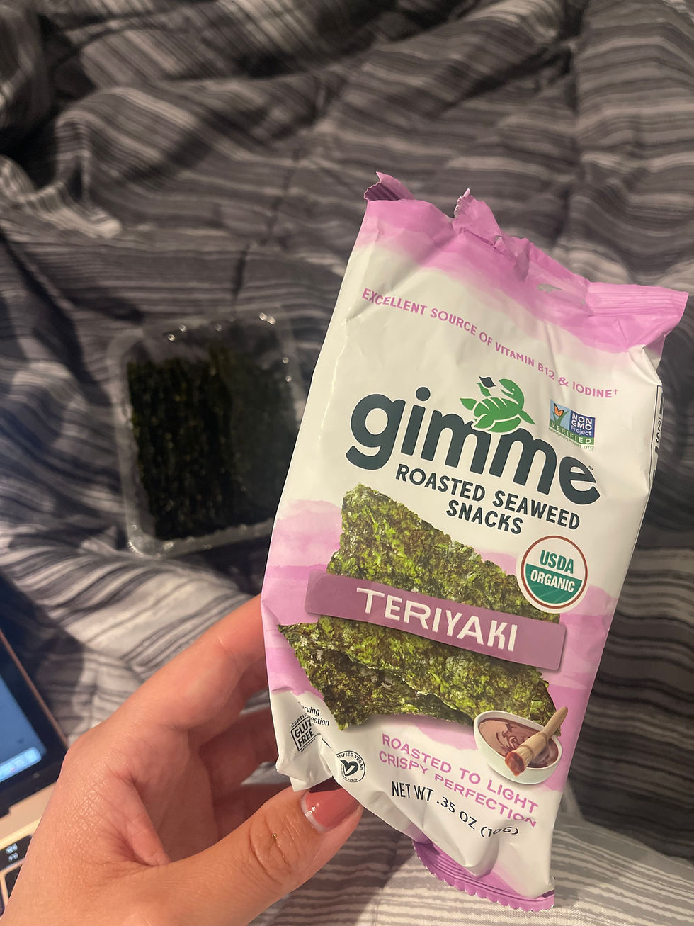 Taevalik snäkens, teriyaki maitselised nori lehed.