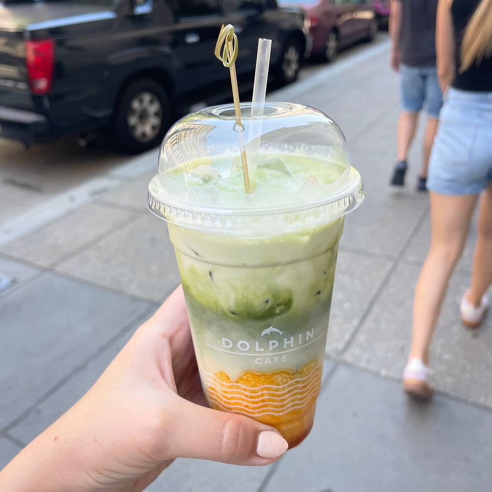 Peach matcha latte