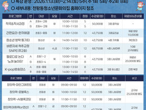                   2026년 청소년 겨울방학특강 안내