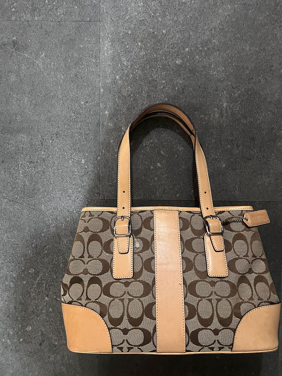 Thumbnail: COACH SIGNATURE STRIPE TOTE BROWN MONOGRAM 