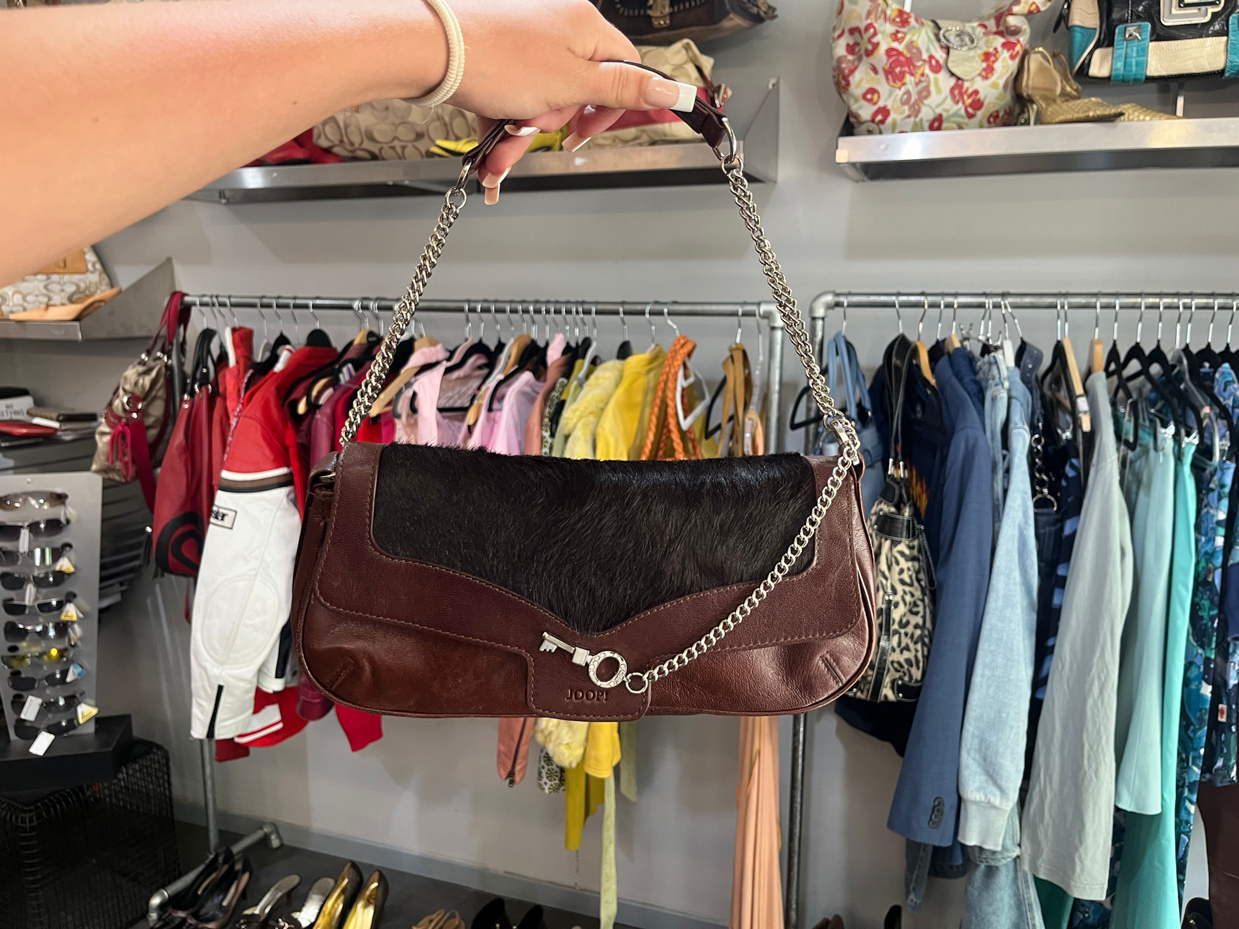 JOOP Y2K PONY HAIR SHOULDER BAG BROWN