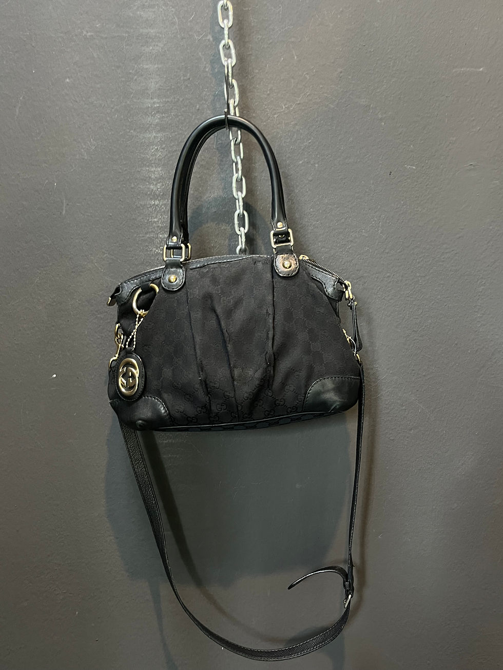 Thumbnail: GUCCI CANVAS SUKEY SMALL TOP HANDLE BAG BLACK