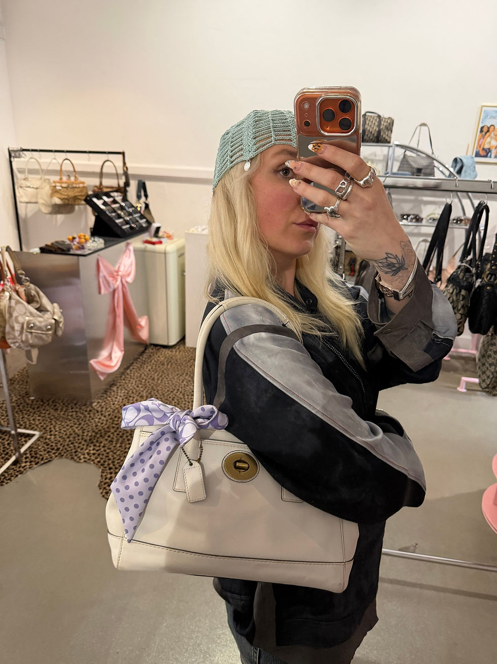 Thumbnail: COACH MONOGRAM BAG WHITE LEATHER