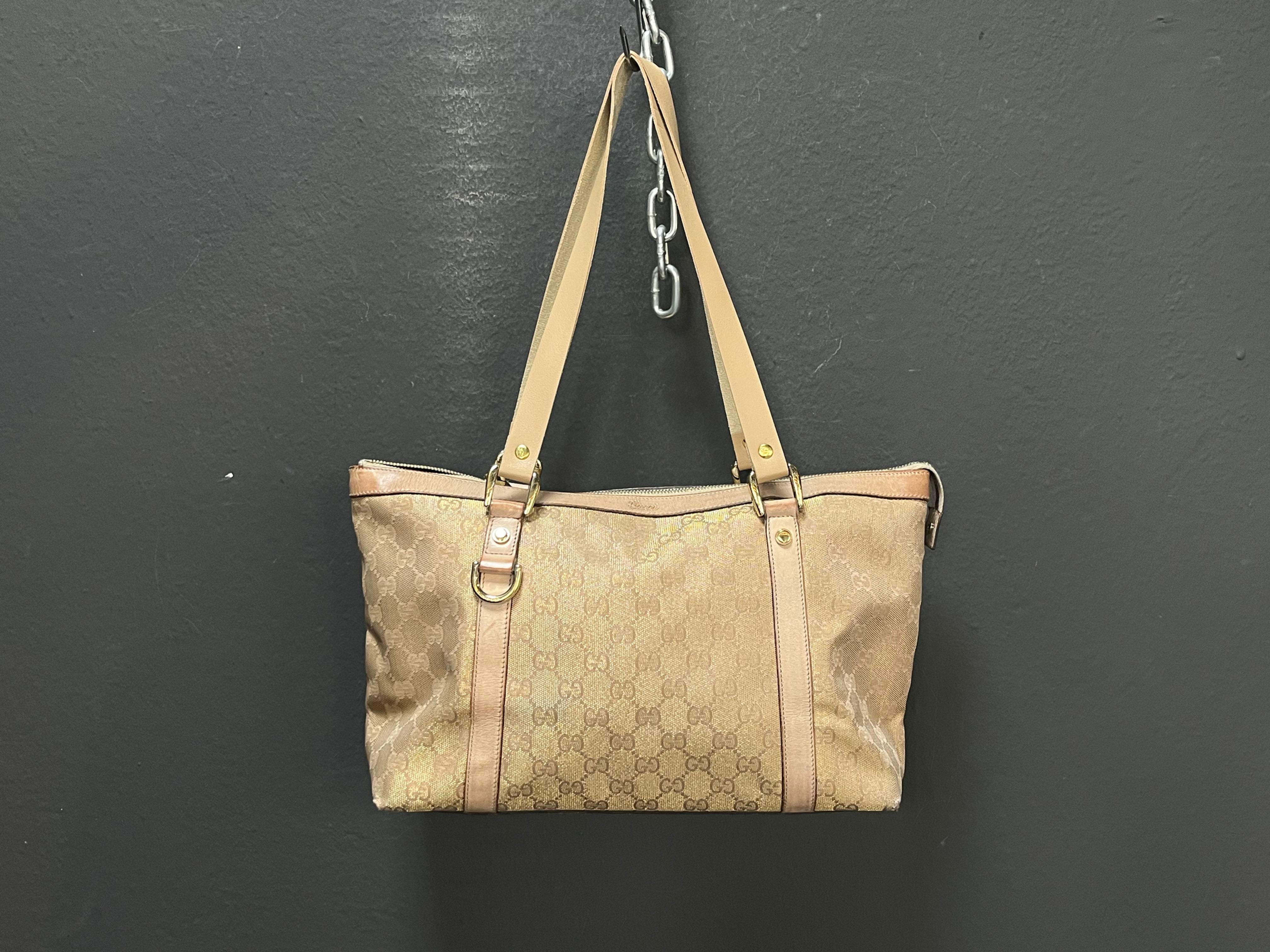 GUCCI GG CANVAS TOTE BAG PINK SHIMMER 