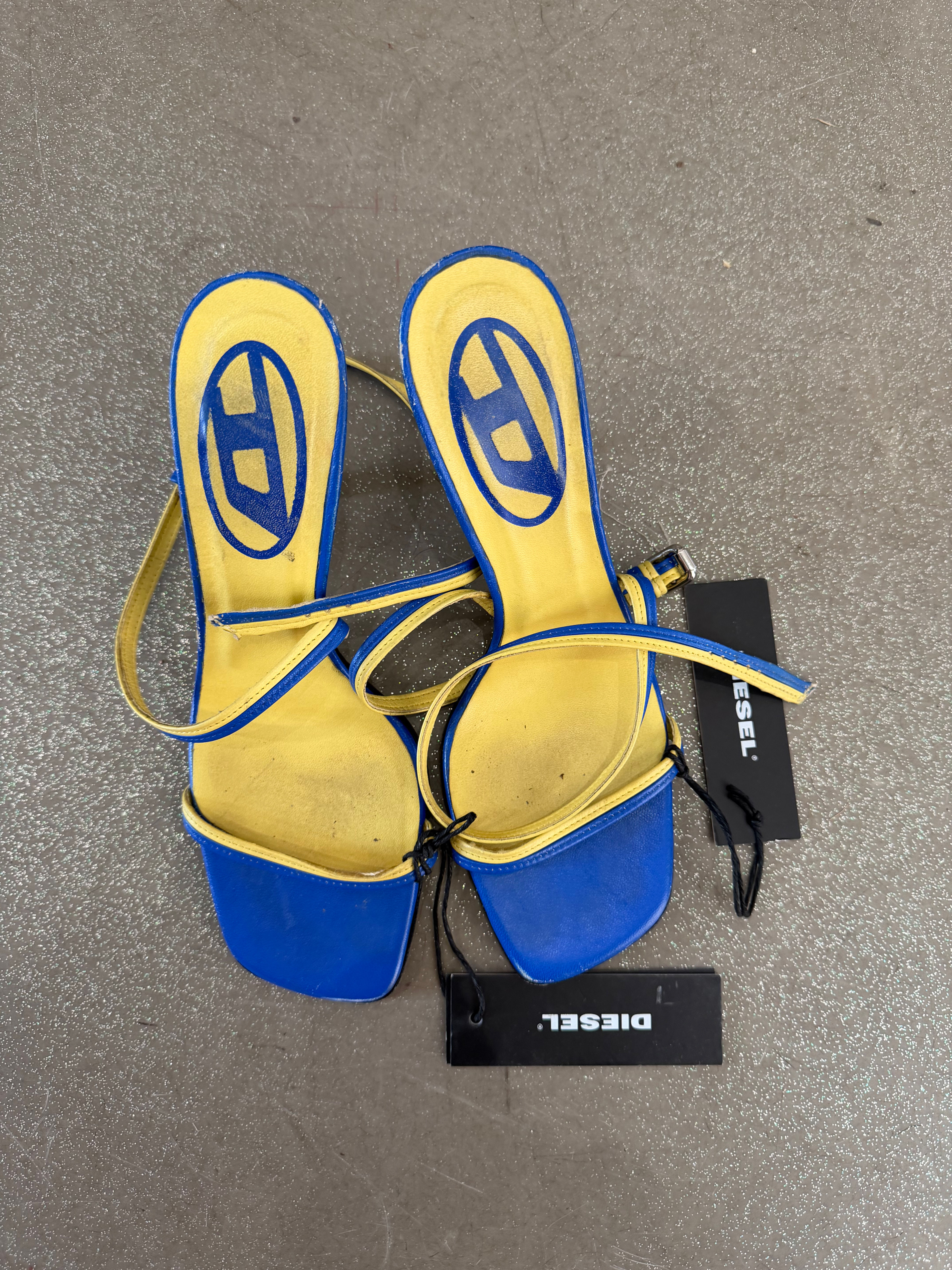 DIESEL HEELS YELLOW BLUE SIZE 39