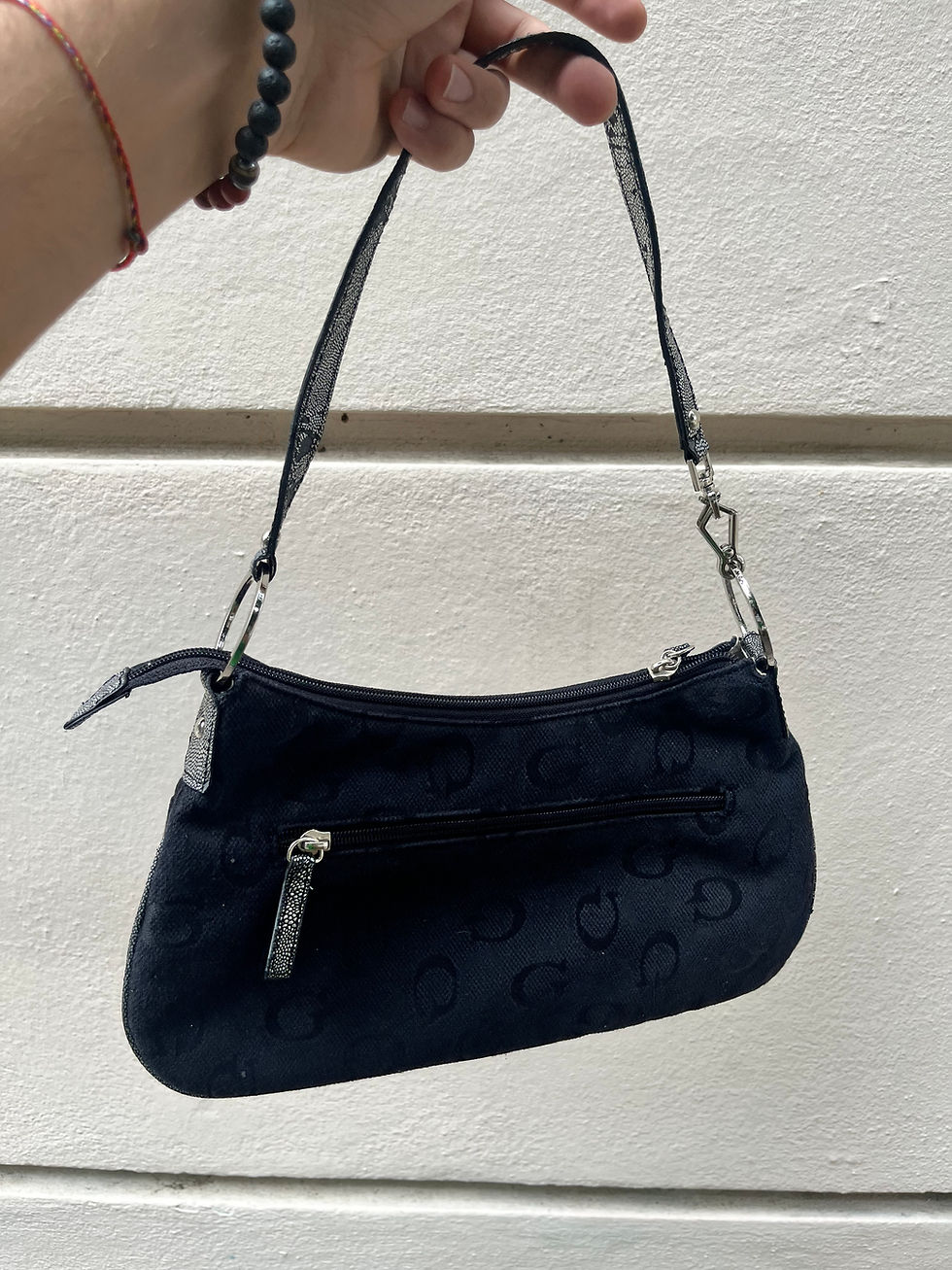 Thumbnail: GUESS BLACK MONOGRAM TURNLOCK MULTI POCKET SHOULDER BAG