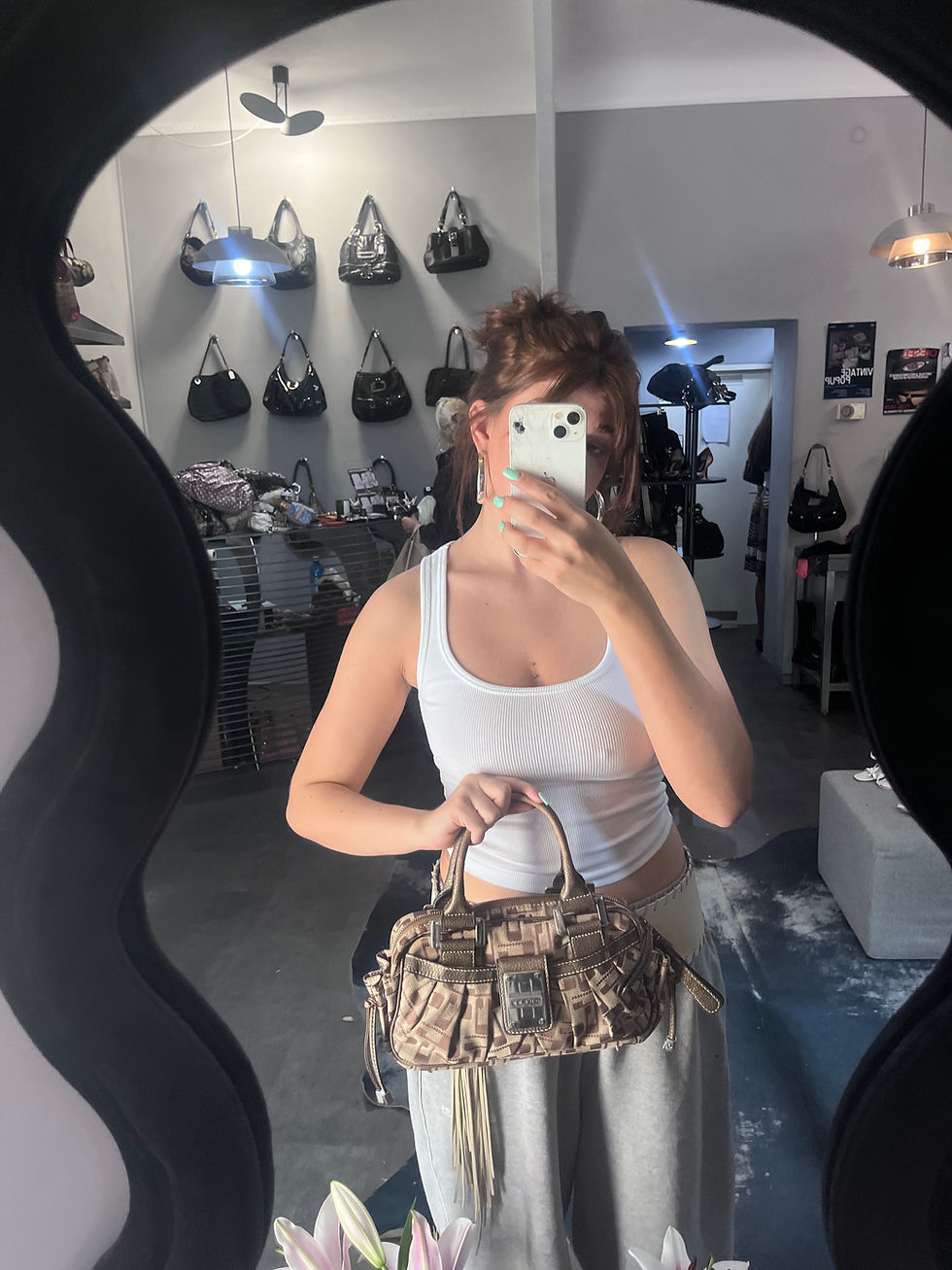 Thumbnail: GUESS VINTAGE BROWN MONOGRAM LOCK SATCHEL BAG