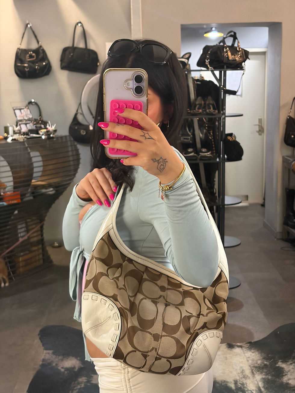 Thumbnail: COACH BAG CREME LEATHER DETAIL