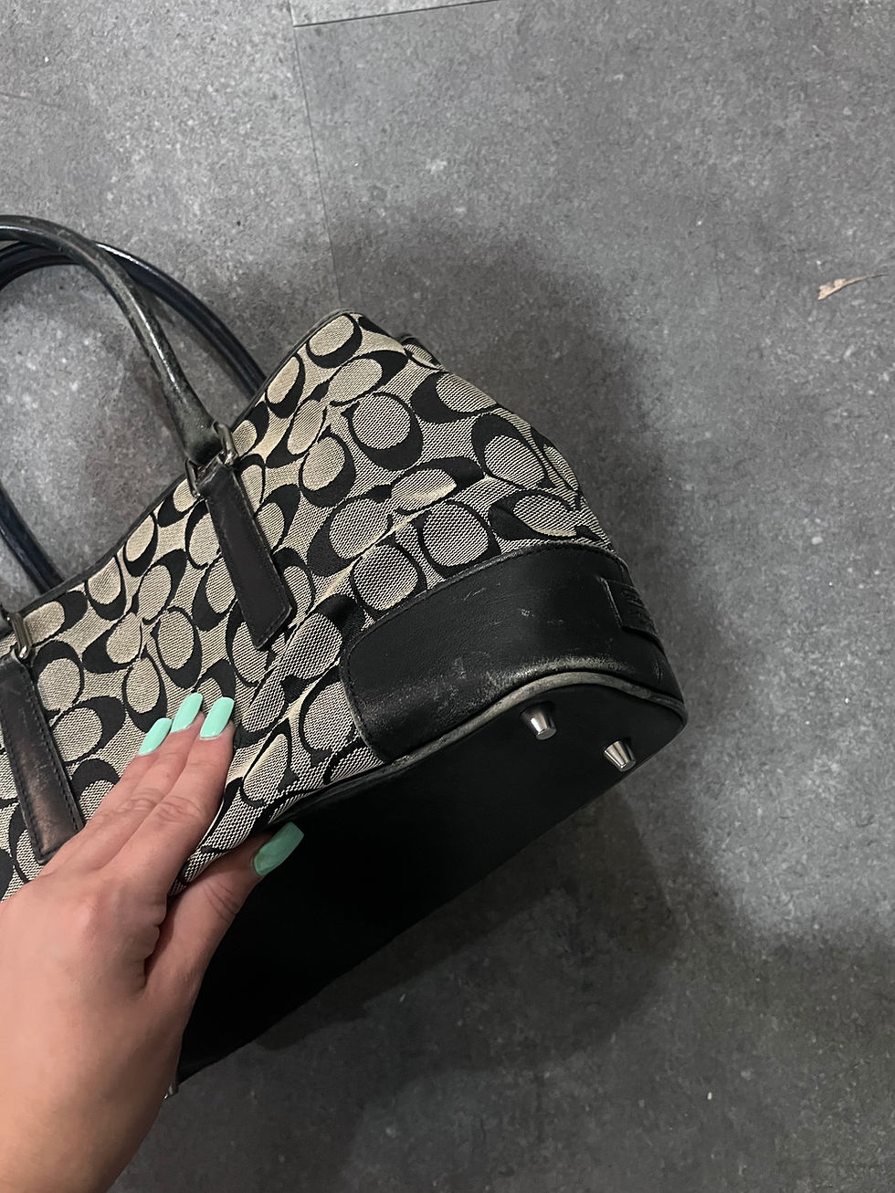 Thumbnail: COACH GREY SIGNATURE SATCHEL BLACK MONOGRAM 