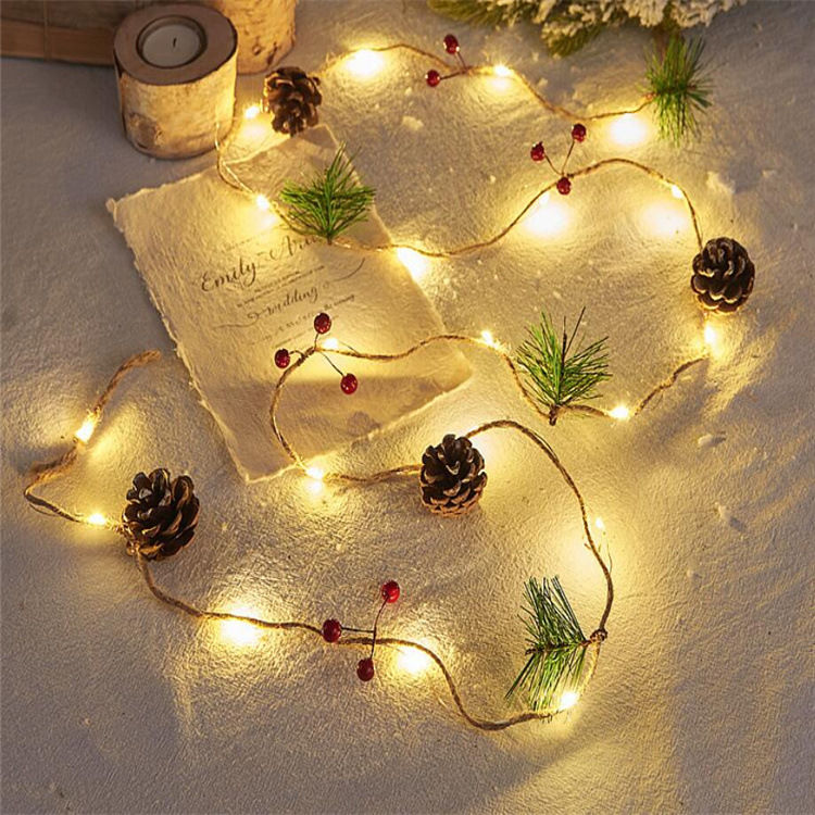 Miniaturbild: 30er LED Lichterkette Pinienkerne Glöckchen Tannennadeln Weihnachten Deko